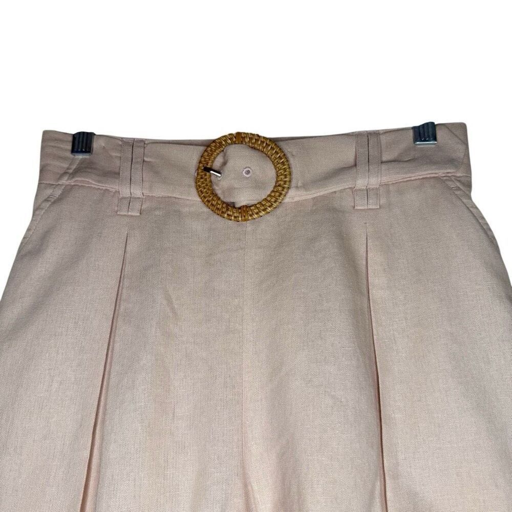 Sigrid Olsen Shorts Linen Blend Salmon Pink Belted Elastic Back Size 6 Preppy - Picture 2 of 11